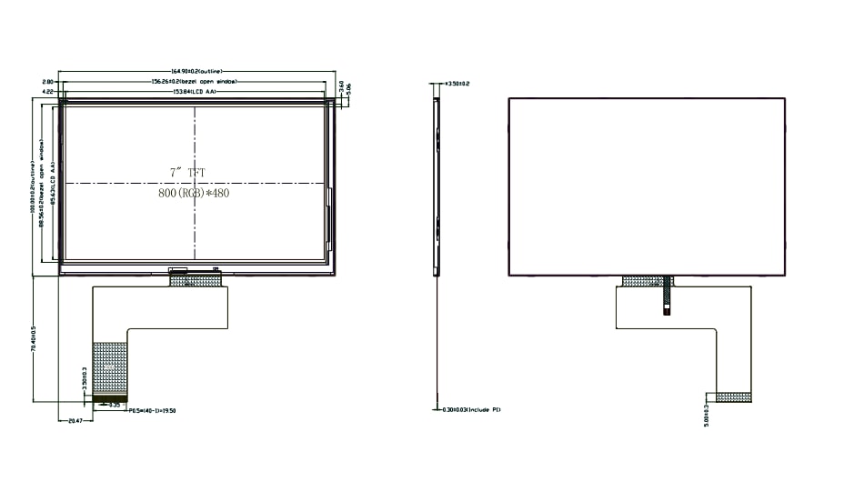 Mechanical Drawing - 4D LCD 43480272 4.3